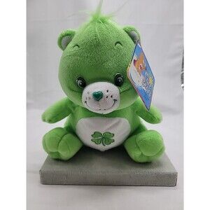 Vintage Care Bears GOOD LUCK BEAR 2003 10” Plush Doll Green 4 Leaf Clover